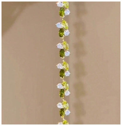 Green vine tennis - Bracelet - Gold - CZs - 7"