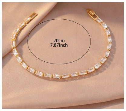 Radiant cut tennis - Bracelet - Gold - CZs - 4mm 7.87"