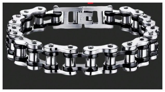 black accent bike chain style - Bracelet - Stainless Steel - 8.5"