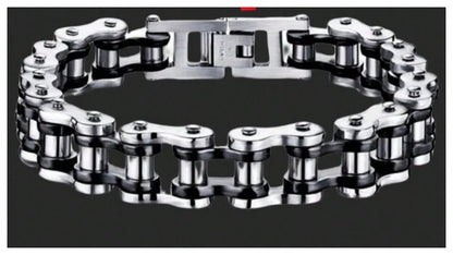 black accent bike chain style - Bracelet - Stainless Steel - 8.5"