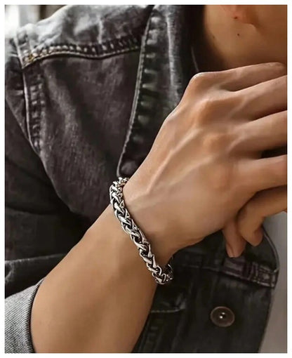 Braided S-clasp Bracelet - Stainless Steel - 4mm 8"