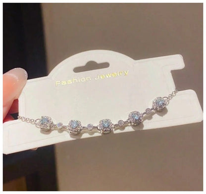 Delicate light blue - Bracelet - Silver - CZs - 7-8"