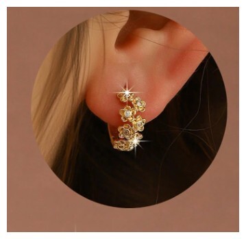 Petite flower hoop - Earrings - Gold - CZs - .5"