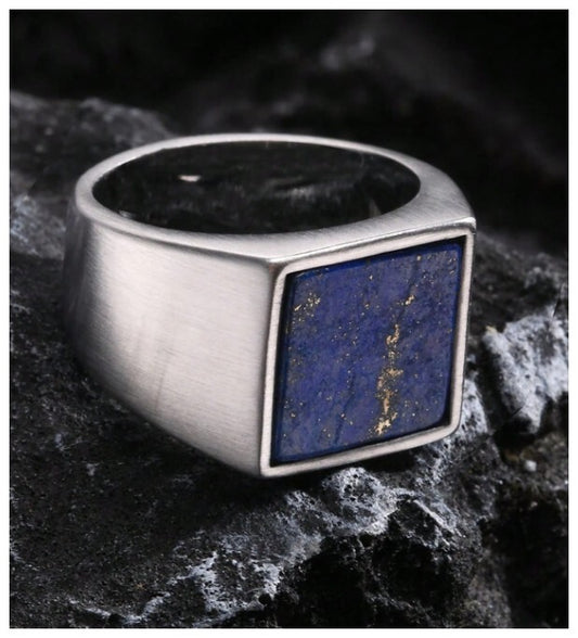 Blue lapis lazuli - Ring - Stainless Steel - Size 9
