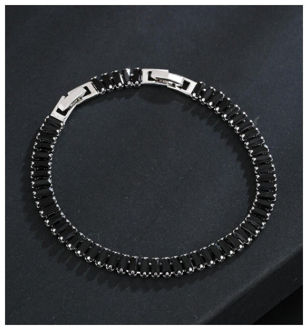 Black baguette tennis - Bracelet - Silver - CZs - 7-8.5"