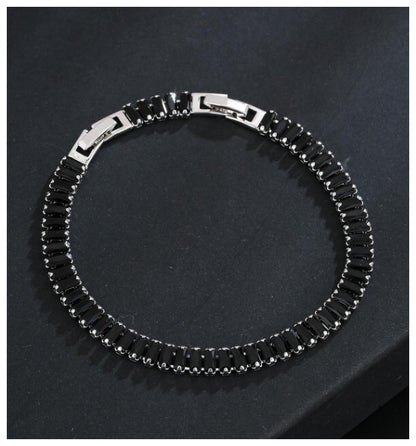 Black baguette tennis - Bracelet - Silver - CZs - 7-8.5"