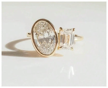 Oval and radiant - Ring - Gold - CZs - Size 6