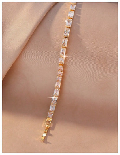 Radiant cut tennis - Bracelet - Gold - CZs - 4mm 7.87"