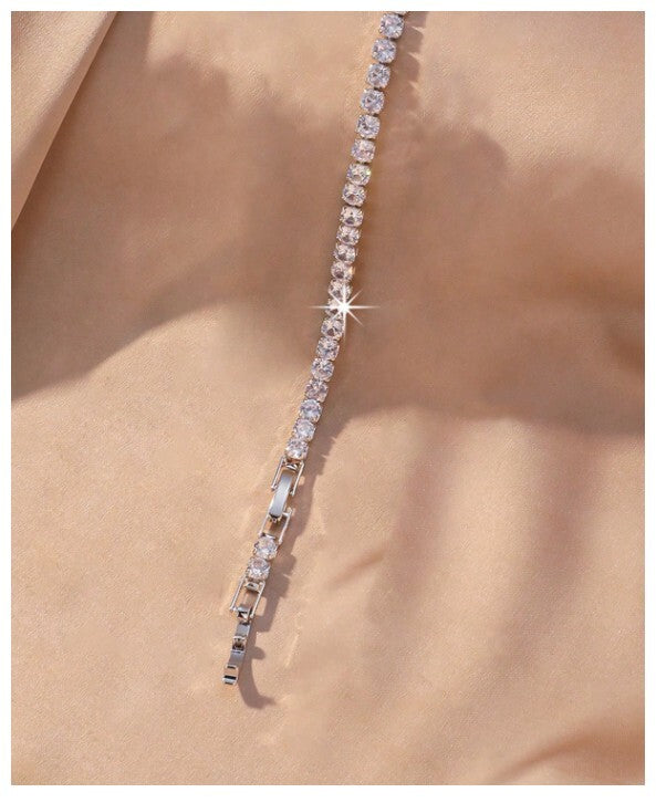 Sparkly round tennis - Bracelet - Silver - CZs - 3mm 7-8.5"