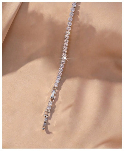 Sparkly round tennis - Bracelet - Silver - CZs - 3mm 7-8.5"
