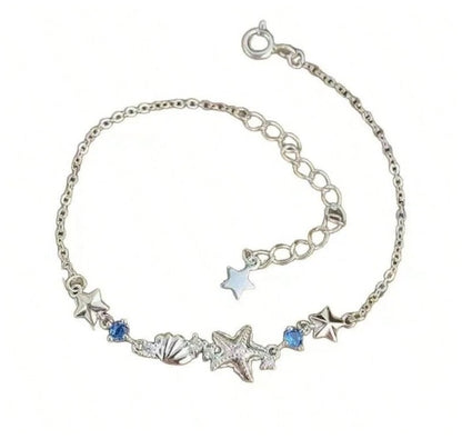 Delicate shells and stars - Bracelet - Silver - CZs - 7-8"