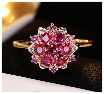 Fuschia Sunflower - Ring - Rose Gold - CZs - Size 7