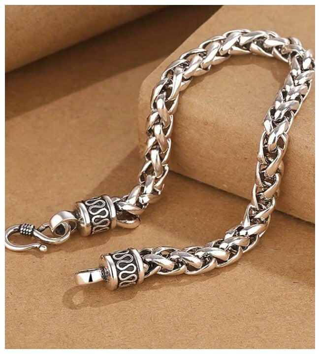 Braided S-clasp Bracelet - Stainless Steel - 4mm 8"