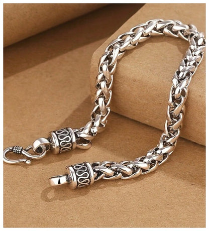 Braided S-clasp Bracelet - Stainless Steel - 4mm 8"