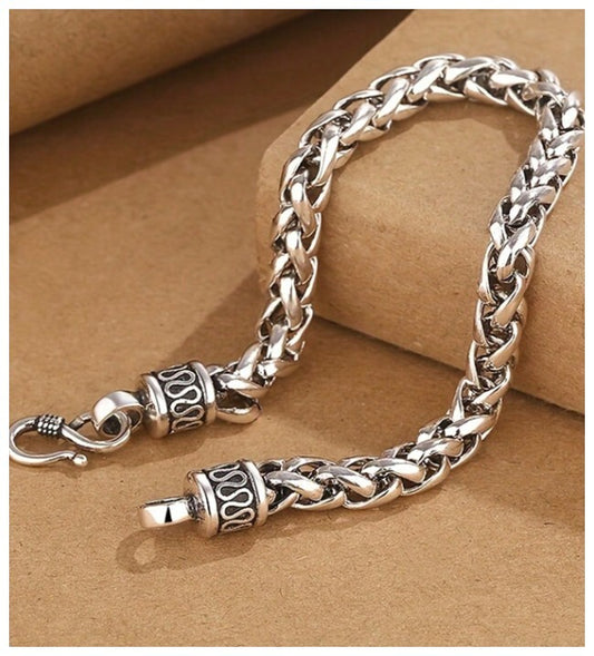 Braided S-clasp Bracelet - Stainless Steel - 4mm 8"