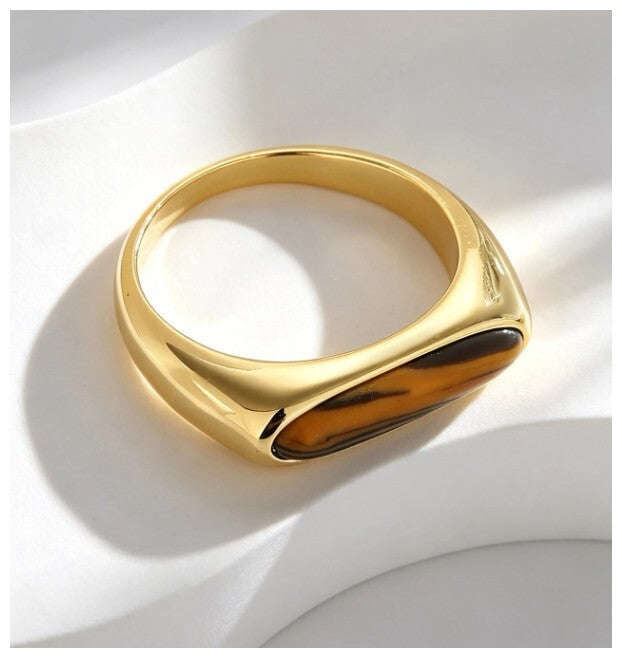 Brown stone - Ring - Gold - Size 9