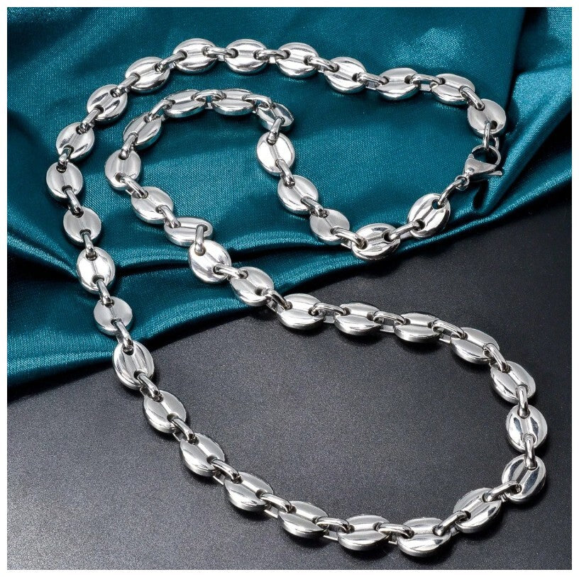 Coffee bean link chain - Necklace - Stainless Steel - 24"