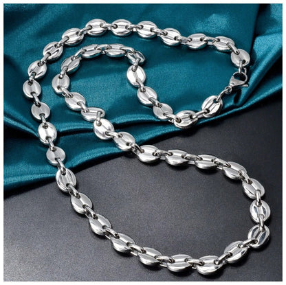 Coffee bean link chain - Necklace - Stainless Steel - 24"