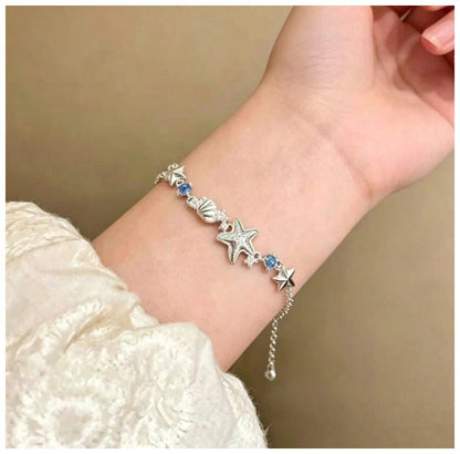 Delicate shells and stars - Bracelet - Silver - CZs - 7-8"