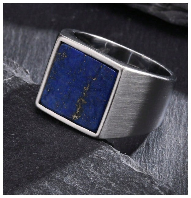 Blue lapis lazuli - Ring - Stainless Steel - Size 10