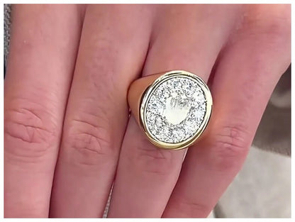 Pigeon egg - Ring - Gold - CZs - Size 8