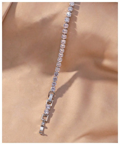 Sparkly round tennis - Bracelet - Silver - CZs - 5mm 7-8.5"