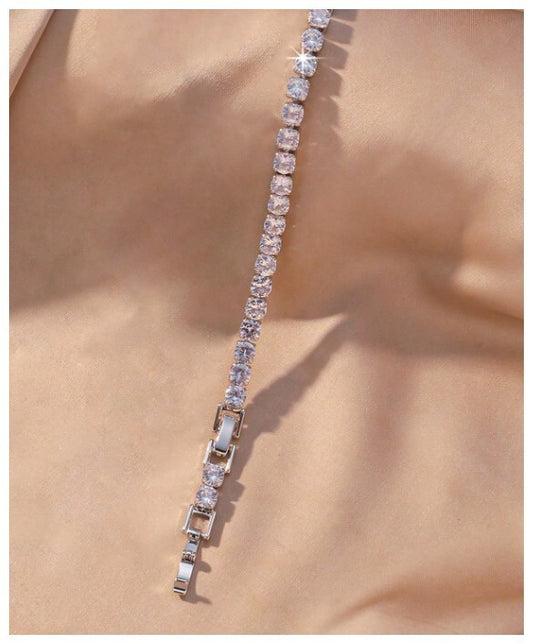 Sparkly round tennis - Bracelet - Silver - CZs - 5mm 7-8.5"