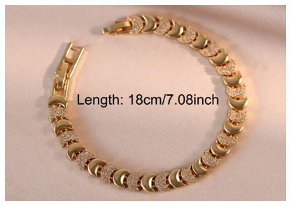 Crescent moon - Bracelet - Gold - CZs - 7"