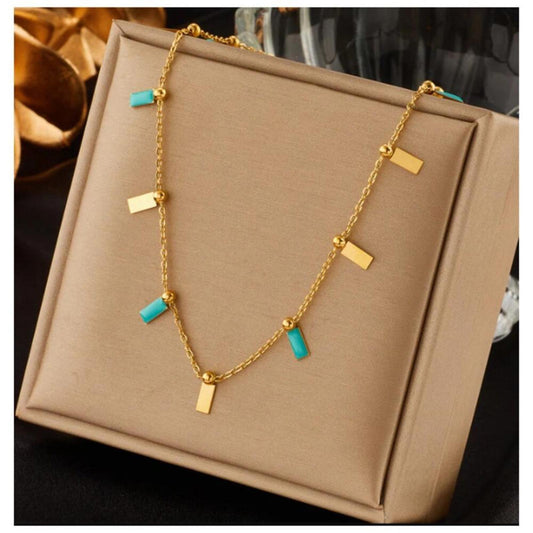 Turquoise Necklace - Gold - 18"