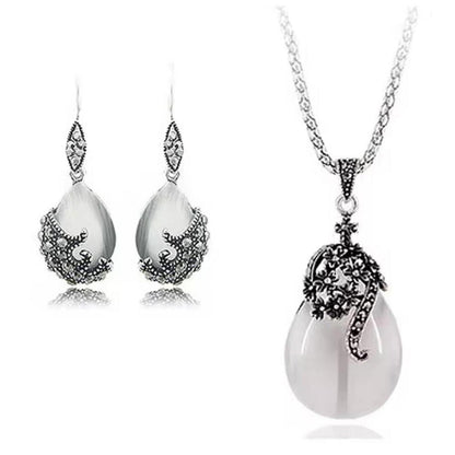 Cat's Eye necklace - silver - CZs - 20"