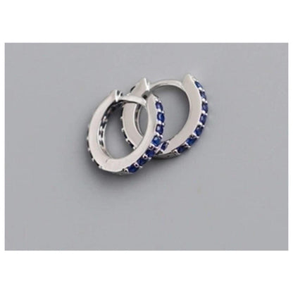 Blue Huggies - silver - CZs - 1/2 inch