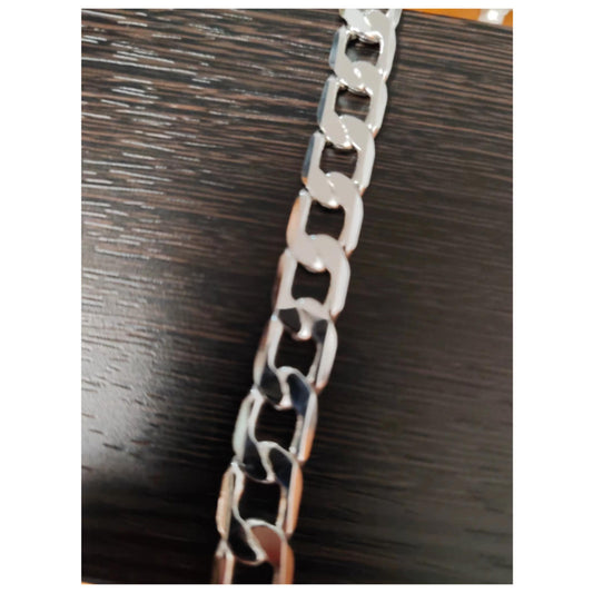 Flat Curb chain - Necklace -  silver - 10mm / 20"