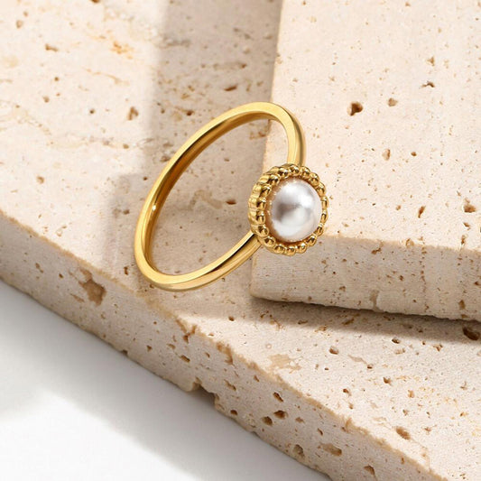 White artificial pearl RING - Gold - size 9