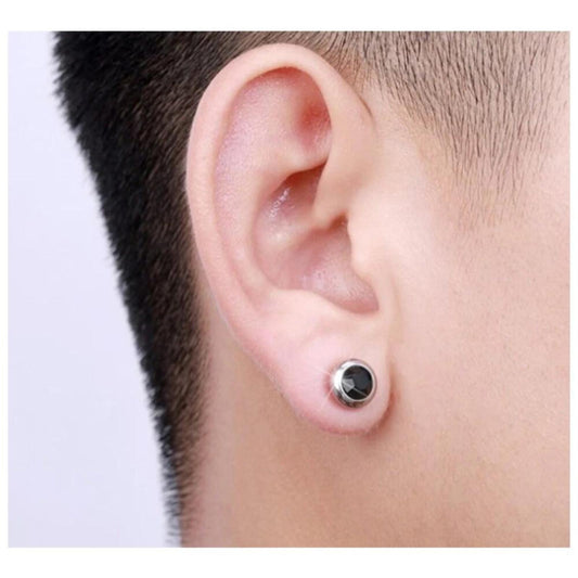 black round Studs - silver - CZs - 8mm