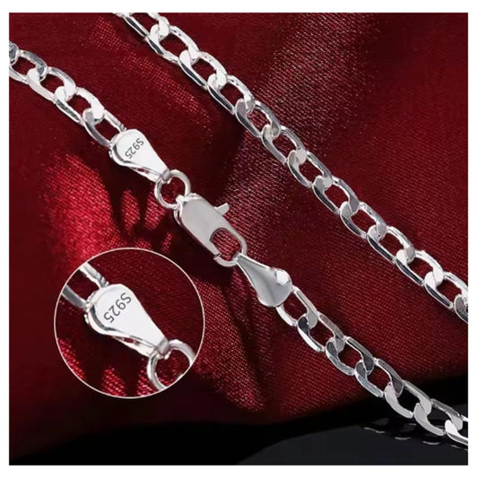 Flat Curb chain - Necklace -  silver - 10mm / 20"