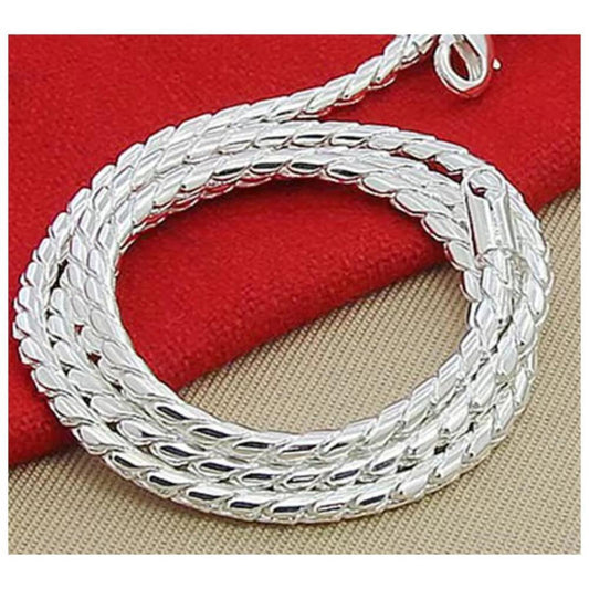 Snake chain LINK - Necklace - silver - 5mm 22"