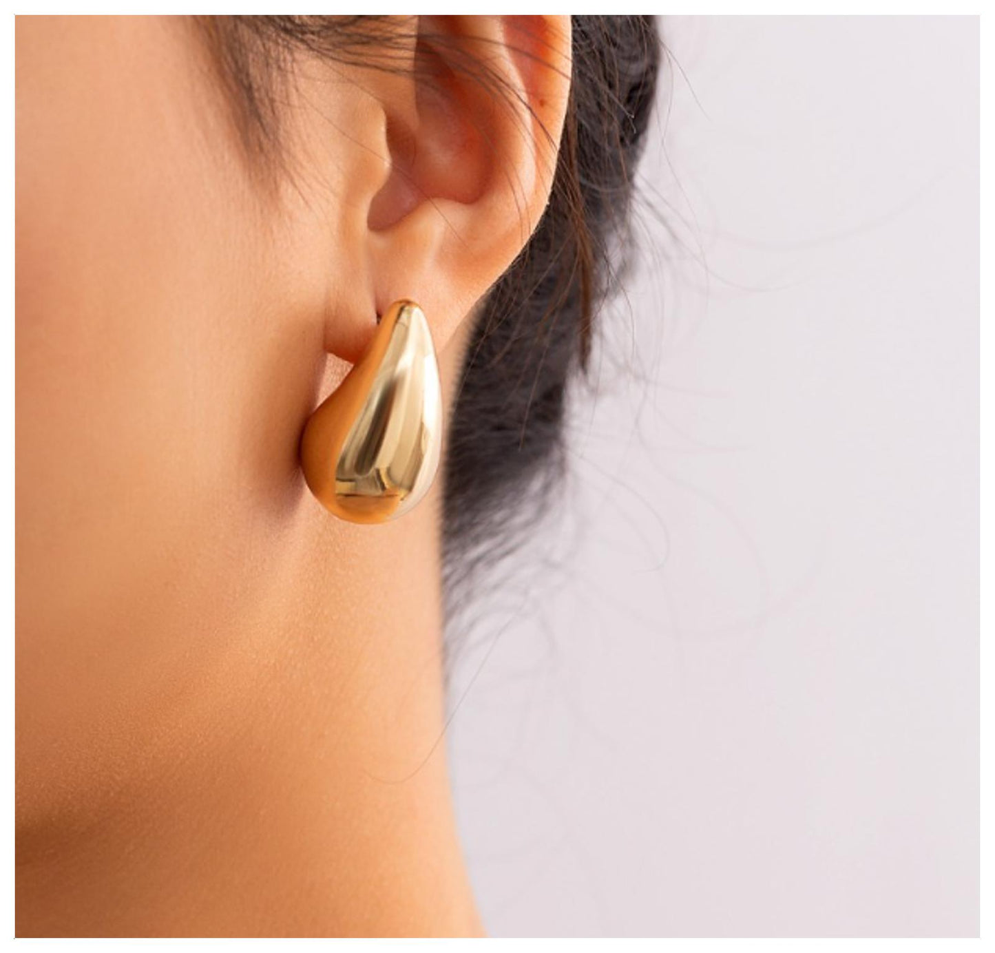 Large Water Drop - Earrings - Gold - .6"