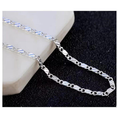 Flat Link Chain Necklace - silver - 2mm, 24".