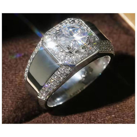 Octagonal Ring - silver - CZ - size 11