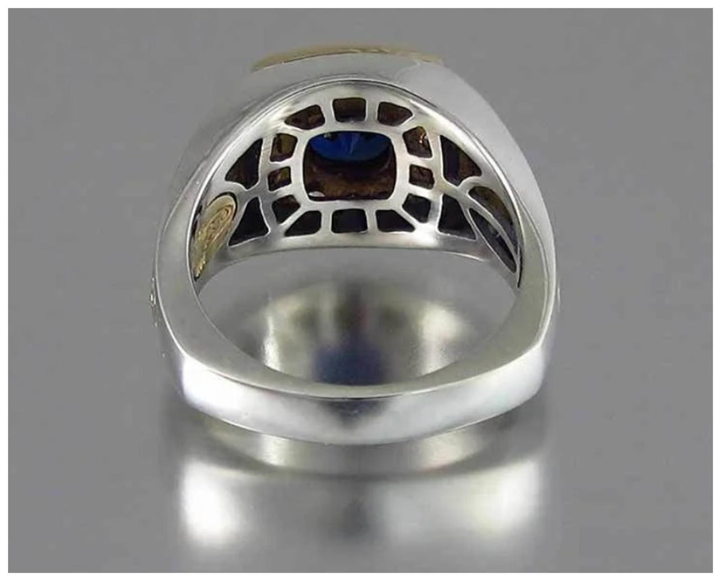 Blue Two Tone - Ring - Gold and Silver - CZs -  9