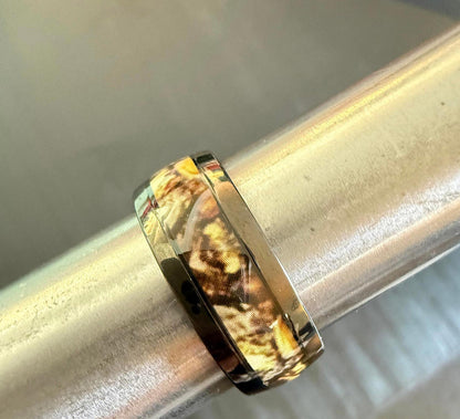 multicolor pattern band - Ring - black titanium steel - Size 9