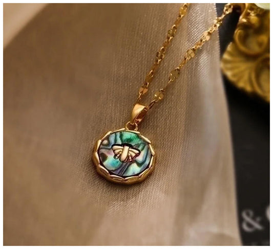 Bee abalone shell - Necklace - Gold - 18"