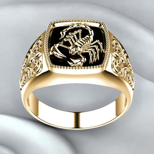 Black enamel scorpion RING - Gold - size 9