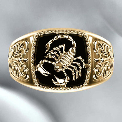 Black enamel scorpion RING - Gold - size 12