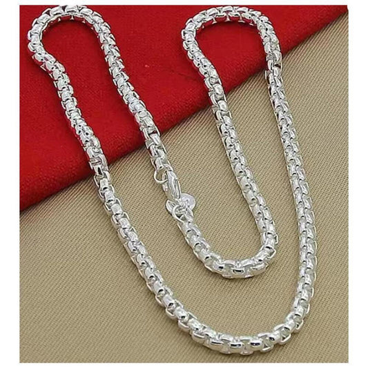 Round Box Chain Necklace - silver - 5mm, 20".