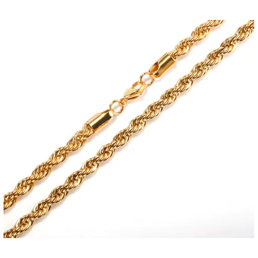 Large rope chain - Necklace -  18K gold plated - 8mm / 24"