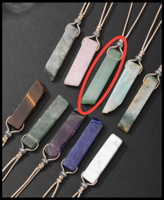 Natural amazonite green rectangle - Necklace - Cord chain - 20"