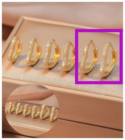 Pave heart hoops - Earrings - Gold - CZs - .75"