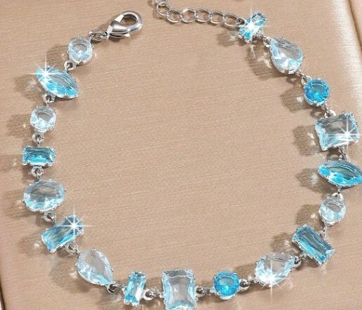 Blue multi stone - Bracelet - Silver - CZs - 7-9"
