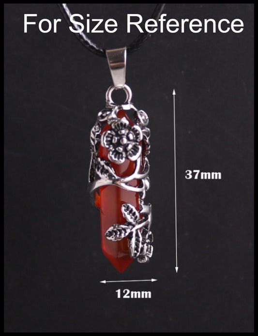Natural Red agate column - Necklace - Cord Chain - 18"